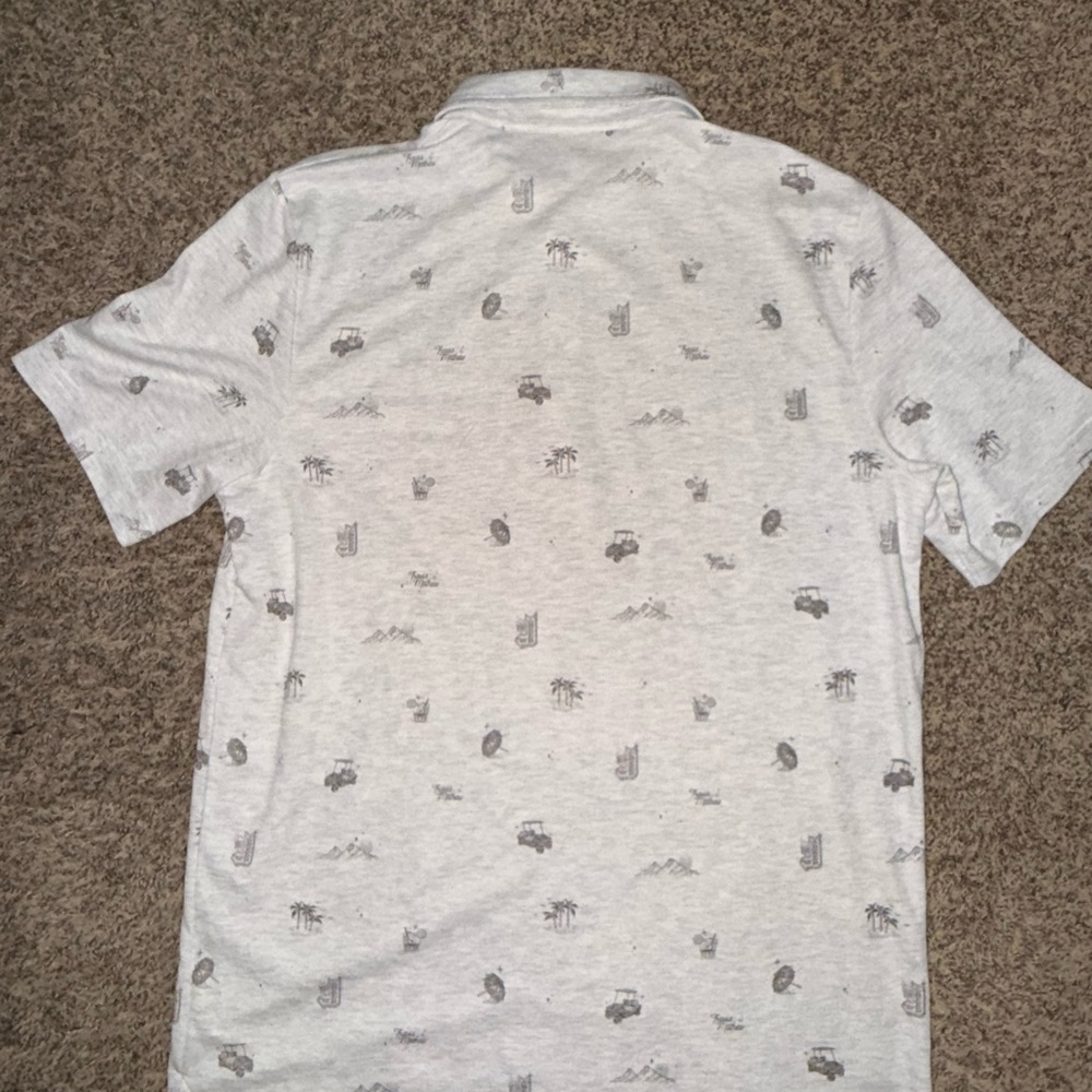 Travis Matthew Polo Shirt Mens Medium Gray Golf Casual All Over Print - Picture 5 of 8